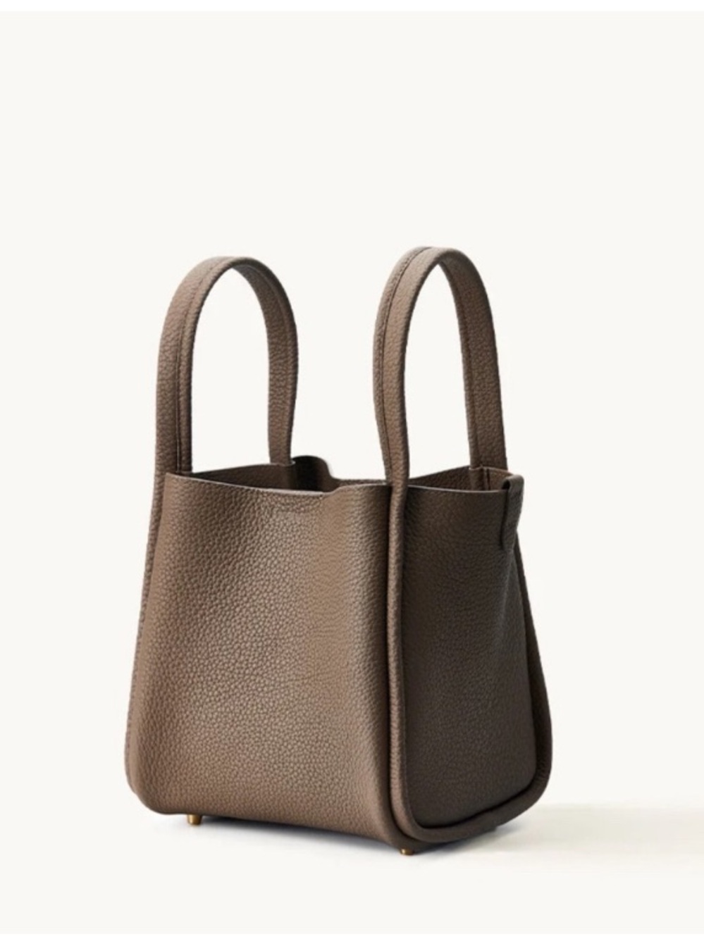 Songmont Small Song Bag Taupe Pebbled Leather with Strap & Pouch